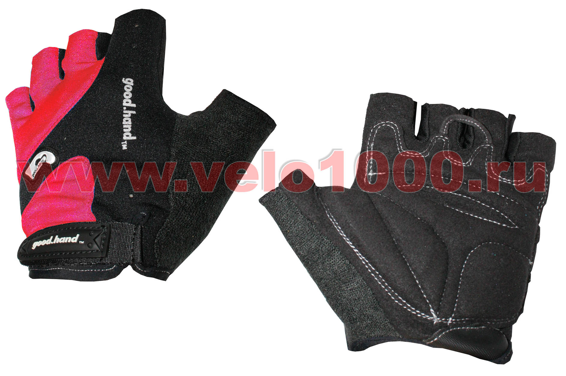 Перчатки с укороченными пальцами, XS, черно-красные: верх-лайкра+неопрен, ладонь-амара+гель+ПУ.