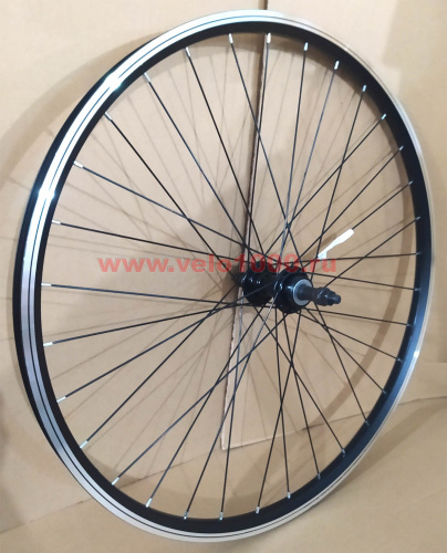 Колесо заднее 26", для V-brake, обод двойной, под трещетку 6-9 скор, под гайку, черное. для велосипеда
