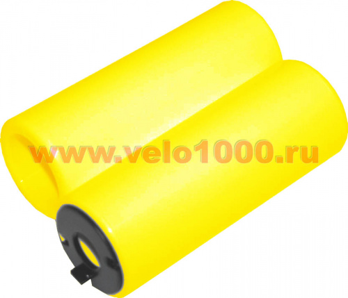 Пеги пластик желтые, ø38х100мм, гладкие, под ось ø14мм, адаптер под ø3/8", 90г. для велосипеда