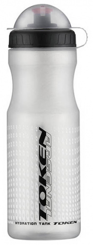 Фляга 0.6л, серебристо-черная, с защитной крышкой и лого "TOKEN". для велосипеда