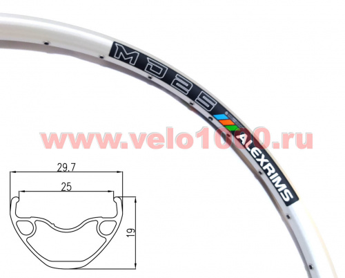 Обод двойной 29", 622х25мм, 32отв, F/V, серебристый, для ДТ, пистон, Tubeless Ready, 490г. для велосипеда