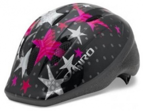 Шлем ME2, детский, рисунок черно-розовые звезды, единый размер. для велосипеда