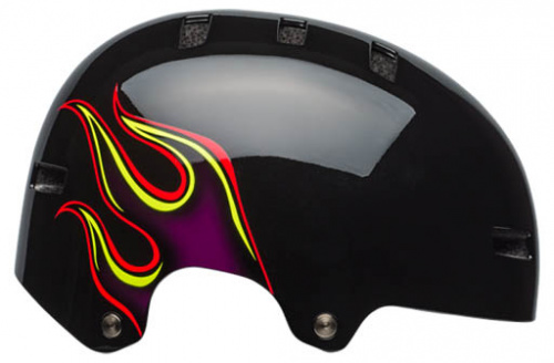 Шлем BLOCK, детский, рисунок глянцевое черное пламя, размер XS. для велосипеда