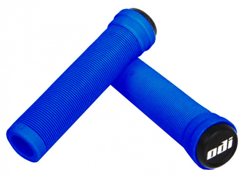 Грипсы 135мм, ярко-синие с пластик грипстопами, БЕЗ ФЛАНЦЕВ.  для велосипеда