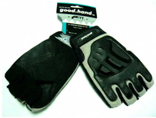Перчатки с укороченными пальцами, размер L, серые, с защитными накладками.  для велосипеда