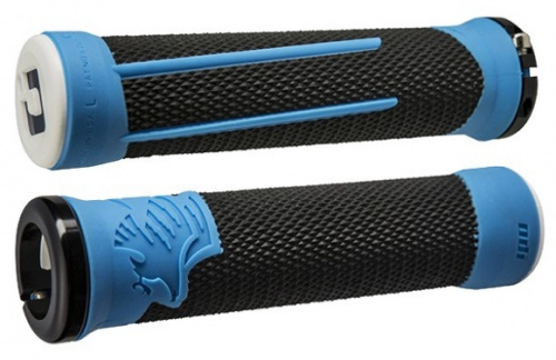 Грипсы 135мм, для DH, чёрные с синим, Ultra Soft компаунд, синий алюм lock-on и заглушка. для велосипеда