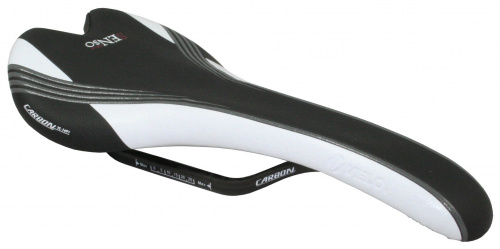 Седло 274x126мм, черно-белое, база и рельсы карбон, легкая форма внутри, 172г. для велосипеда