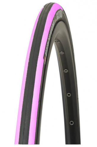 Покрышка 700x23C, жесткий корд, черно-розовая, всепогодный слик, 256г. для велосипеда