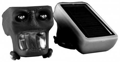 Фара передняя, 1 CREE светодиод, 1.5W, черная, с солнечной батареей, с аккум, зарядником и USB кабел для велосипедов 