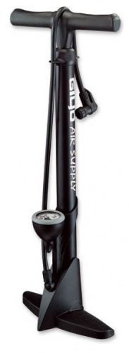 Насос напольный пластиковый черный, двуручный с манометром 11атм, А/V, F/V, инд уп. для велосипеда