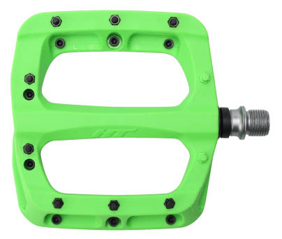 Педали NANO-нейлон, зеленые, 16 сменныx шипов, ось cr-mo, 2 промп+DU, 350г. для велосипеда