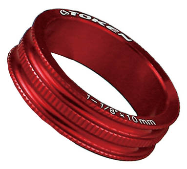 Кольцо красное на шток вилки 1-1/8", "С"-профиль, 10мм, алюм, 1шт. для велосипеда