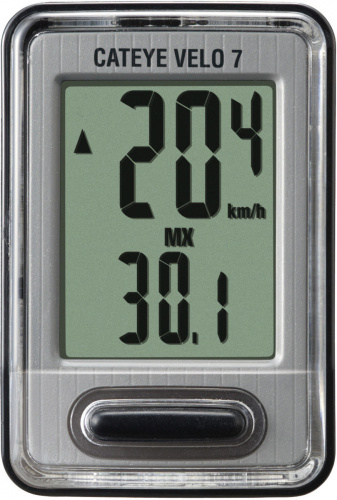 Велокомпьютер "Cateye Velo-7", 7 функций, 4 опций, с одной кнопкой, крепится на вынос руля, черный.