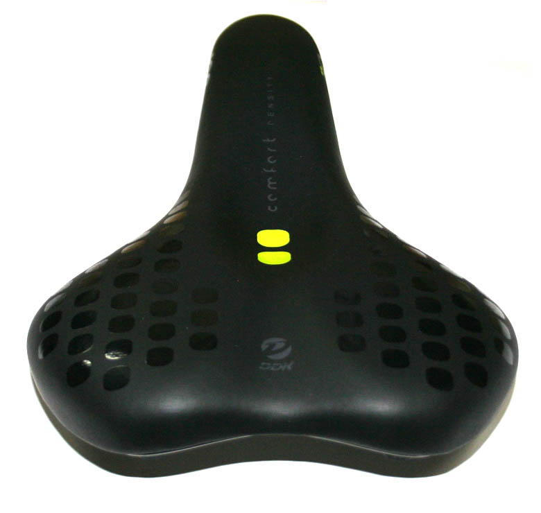 Седло женское, 270x175мм, серии "Comfort Density", чёрный с лаймом дизайн, с лого "VLX".