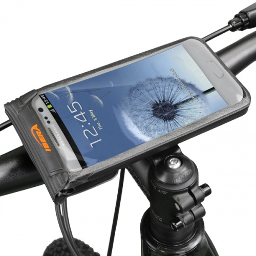 Чехол на руль для телефона с экраном 4"-5", черный, влагостойкий, крепление на якорь. для велосипеда