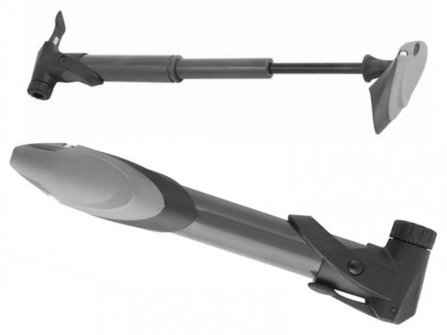 Насос пластик, телескопический, Т-ручка кратон, A/V, F/V, серый, инд уп. для велосипеда