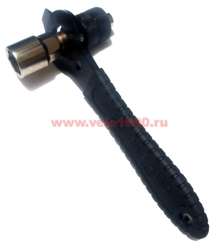 Ключ-съемник шатунов для квадратной кареткиcс черной ручкой-ключом на 15мм. для велосипеда