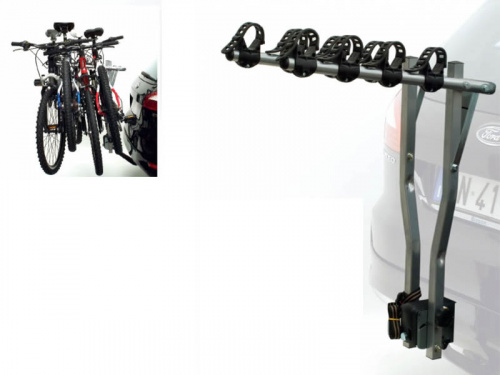  Багажник автомобильный для 3-х велосипедов, задний, стальной, на фаркоп (под шарик). для велосипеда