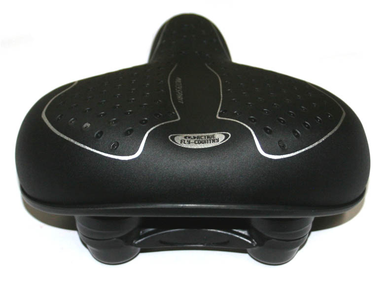 Седло комфортное 245x208мм, чёрное, с эластомерами, тиснёное кружочками, с лого "VLX ACTIVE".