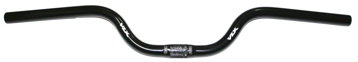 Руль алюм, Ø25.4х680мм, подъём 80мм, чёрный, лого VLX.