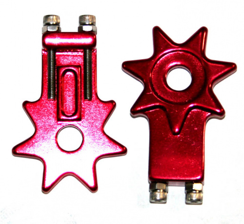 Натяжитель цепи алюм, "звездочка", красный, Ø10мм, пара. для велосипеда