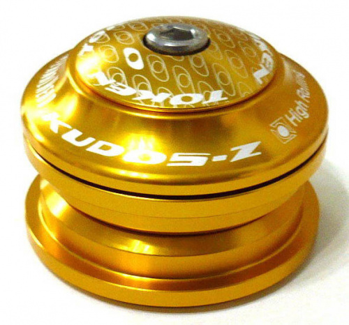 Рулевая колонка 1-1/8" полуинтегрированная, золотая, 44/50x30мм, чашки AL7075, промп, 87г, инд уп. для велосипеда