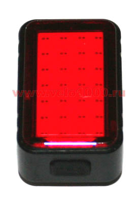 Фонарь задний красный, 28 COB, прямоугольный, USB аккум 300mAh, инд уп.