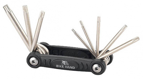 Ключи-звёздочки Torx в ноже T9/T10/T15/T20/T25/T27/T30/T40, чёрн/хром. для велосипеда