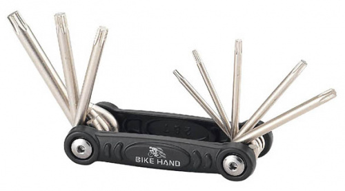 Ключи-звёздочки Torx в ноже T9/T10/T15/T20/T25/T27/T30/T40, чёрн/хром. для велосипеда