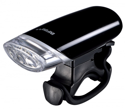 Фара передняя, 3 светодиода, 3 режима, черная, с батарейками. для велосипедов 