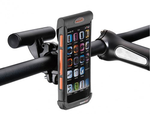 Чехол на руль для телефона с экраном 4"-5", черный, влагостойкий, с мини-рулем для фары, компьютера. для велосипеда