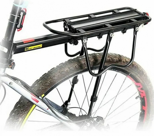  Багажник алюм легкосьёмный, на подседельный штырь Ø25.4-34мм, с доп телескоп стойками, чёрный. для велосипеда