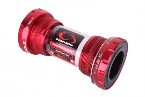 Каретка с внешними тирамик подшипниками, красные чашки AL7075, под ось 24мм, 68/73мм, 90г. для велосипеда