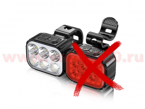 Фара передняя 6 LED, 350Лм, аккумулятор 1100mAh, 8 режимов, 50х40х30мм, 45г, инд уп. для велосипедов 
