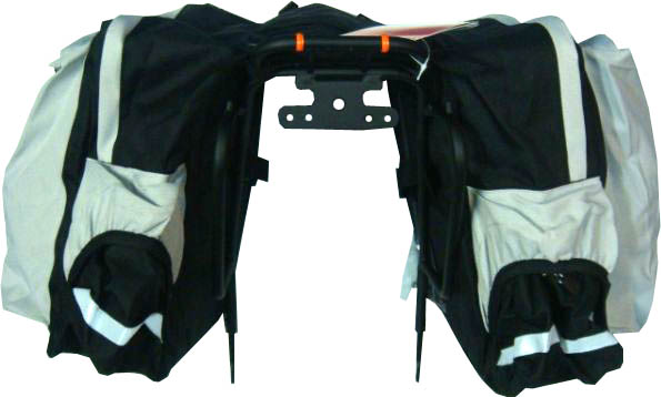 Рюкзак на багажник из 2-х частей (54x32x29см), черно-серый со светоотражающими полосами, боковыми ка