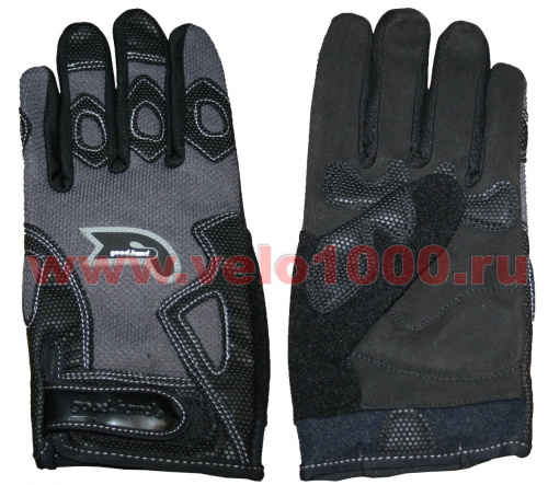 Перчатки полные, XL, черно-серые: верх-эластан с защитными накладками, ладонь-микрофибра, летние. для велосипеда