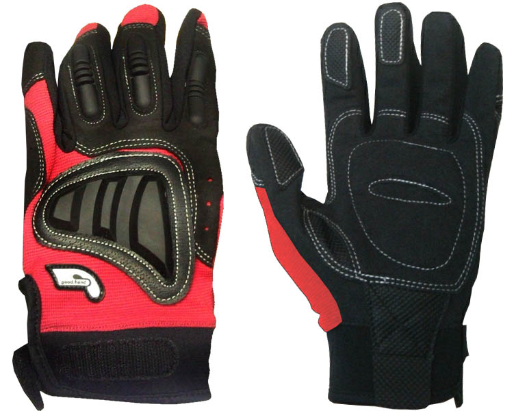 Перчатки полные, S, красные: верх-Spandex+силикон защитные накладки, ладонь-полиуретан и гель.