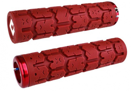 Грипсы 135мм, красные, Soft компаунд, с 1 красным алюм lock-on и литым торцом. для велосипеда