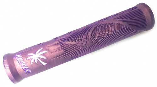 Грипсы 160мм, фиолетовые с белым, без фланца, антипроскальзывающий материал, с пластик грипстопами. для велосипеда
