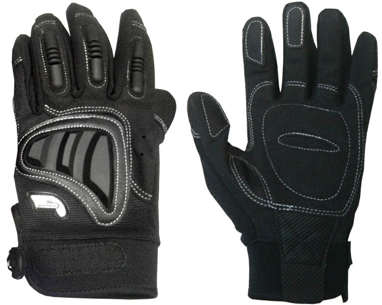 Перчатки полные, L, черные: верх-Spandex+силиконовые защитные накладки, ладонь-полиуретан и гель.