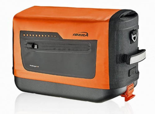 Сумка-кофр c жестким каркасом, 15л, легкосъемная на багажник IBERA, водозащитная, оранжевая. для велосипеда