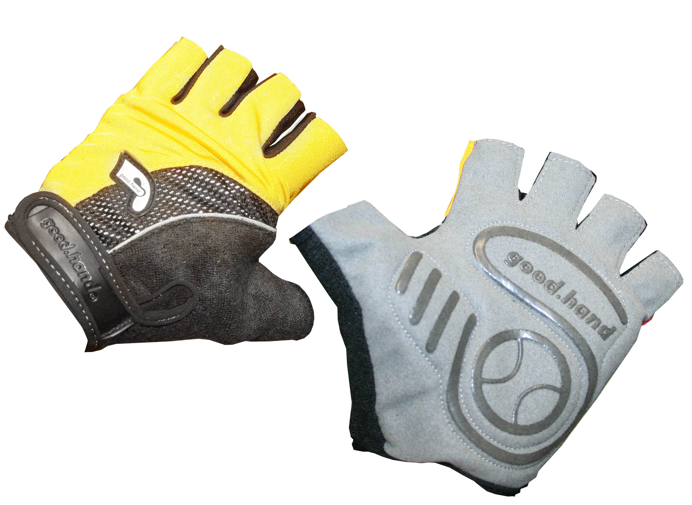 Перчатки с укороченными пальцами, размер L, желтые: верх-лайкра, ладонь-амара+полиуретан.