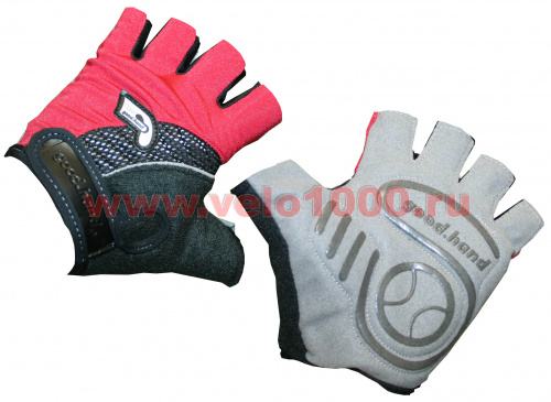 Перчатки с укороченными пальцами, размер M, черно-красные: верх-лайкра, ладонь-амара+полиуретан. для велосипеда