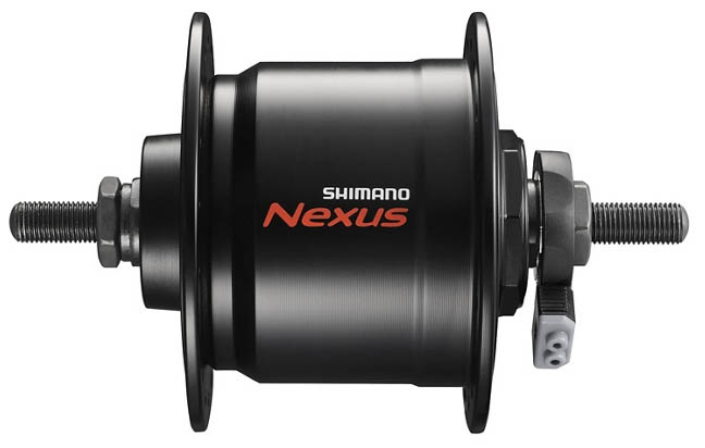 Втулка-динамо передняя DH-C3000-2N-NT Nexus, 36отв, черная, для V-brake, ось ø9мм на гайках, 6V/2.4W