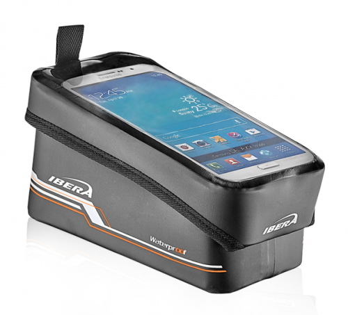 Сумка на раму, 180x90x90мм, чёрная, прозрачн карман для телефона 5"-6", влагостойк, 203г. для велосипеда
