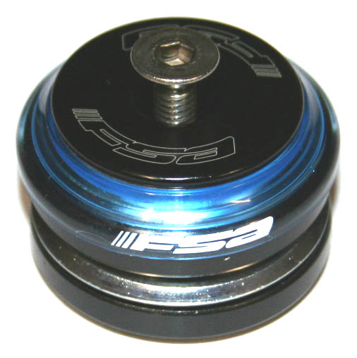 Рулевая колонка интегрированная 1-1/8", синяя прозрачная крышка, промп 36°х45°, 58г, инд уп. для велосипеда