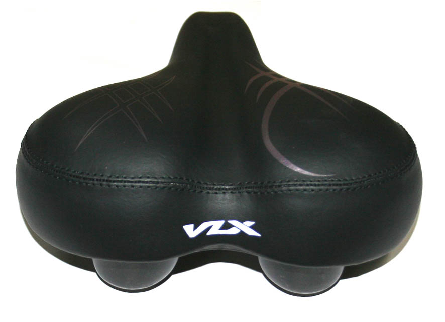 Седло комфортное 260x210мм, чёрное, с серебристыми линиями, с лого "VLX".