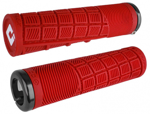 Грипсы 135мм, ø33.5мм, красные с 1 чёрным алюм lock-on и усиленным литым торцом, Medium компаунд. для велосипеда