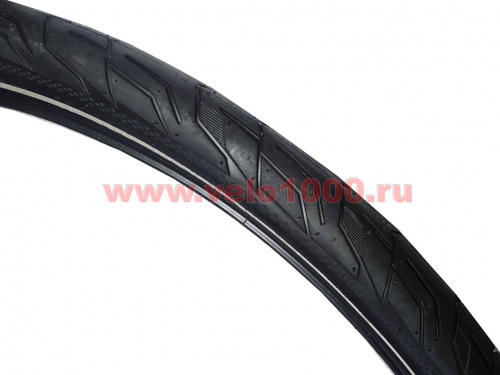 Покрышка 700x42C (42-622), жесткий корд, развитый слик, черная, светоотражатель. для велосипеда