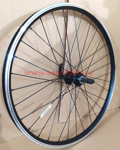 Колесо заднее 24", обод двойной, под трещетку 6-9 скор, для V-brake, эксц, черное. для велосипеда